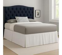 Laam linen Easy Care Plain Dyed Polycotton Pleated Base Valance Sheet Hotel Quality Bedding Sets (White, King)