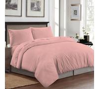 Laam linen Luxury Duvet Cover Set Embossed Stripe - Brushed Microfiber Bedding Set with Pillowcases, Soft Hypoallergenic Easy Care, Hotel Quality Quilt Cover, All UK Sizes (Blush Pink, Super King)