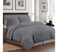 Laam linen Luxury Duvet Cover Set Embossed Stripe - Brushed Microfiber Bedding Set with Pillowcases, Soft Hypoallergenic Easy Care, Hotel Quality Quilt Cover, All UK Sizes (Charcoal, Double)