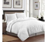 Laam linen Luxury Duvet Cover Set Embossed Stripe - Brushed Microfiber Bedding Set with Pillowcases, Soft Hypoallergenic Easy Care, Hotel Quality Quilt Cover, All UK Sizes (White, Double)