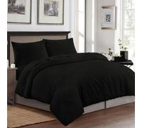 Laam linen Luxury Duvet Cover Set Embossed Stripe - Brushed Microfiber Bedding Set with Pillowcases, Soft Hypoallergenic Easy Care, Hotel Quality Quilt Cover, All UK Sizes (Black, King)