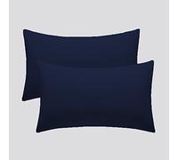 Laam linen®️ Luxury Pillowcase Pair of Housewife Non-Iron 100% PolyCotton Bedroom Bedding Pillow Cover 2 Pack (Navy)