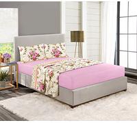 Laam linen Luxury Thermal Flannelette Olivia Sheet Set Include Fitted Sheet + Flat Sheet and Matching Pillowcase cover Bedding Set Floral Pattern 100% Natural Brushed Cotton (Pink, Double)