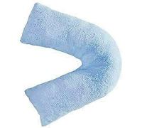 Laam linen Teddy V Shaped Complete Pillow or Case For Support Maternity Neck Back Soft Warm Plush Cosy Fleece Cover Orthopaedic V Shape Pillow Non-Allergenic (Case only, Teddy V Pillow Blue)