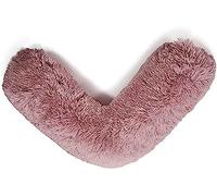 Laam linen Teddy V Shaped Complete Pillow or Case For Support Maternity Neck Back Soft Warm Plush Cosy Fleece Cover Orthopaedic V Shape Pillow Non-Allergenic (Case only, Teddy Cuddles Blush Pink)