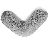Laam linen Teddy V Shaped Complete Pillow or Case For Support Maternity Neck Back Soft Warm Plush Cosy Fleece Cover Orthopaedic V Shape Pillow Non-Allergenic (Case only, Teddy Cuddles Silver)
