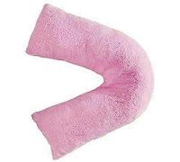 Laam linen Teddy V Shaped Complete Pillow or Case For Support Maternity Neck Back Soft Warm Plush Cosy Fleece Cover Orthopaedic V Shape Pillow Non-Allergenic (Case only, Teddy V Pillow Pink)