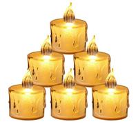 LAANCOO 6pcs Flameless Tealight Candles, Led Tea Lights Candles Battery Operated Short Candles Plastic Fake Candles For Home Garden Wedding Table Decor Decor,St Patricks Day Decor 2x1