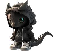 LAANCOO Dragon Ornament Hooded Dressed Simulation Cartoon 5inch Resin Dragon Statue Cute Unfading Home Office Tabletop Shelf Dragon Decor for Halloween Christmas Black
