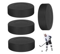 LAANCOO Hockey Pucks, 4pcs Ice Hockey Pucks, 2.8" Diameter Black Roller for Indoor/Outdoor, Ice, Roller Puck