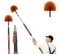 LAANPOLE 12FT (20FT Reach) Cobweb Duster with Extension Pole, Spider Web Brush for Cleaning Extendable, Professional Ceiling and Corner Dusters for Outdoor Indoor Use