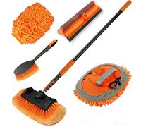 LAANPOLE 3.6m Car Wash Brush Long Handle, Car Cleaning Brush Kit with Soft Bristle Brush, Microfiber Cleaning Mop, Telescopic Window Cleaner, Mitt, Wheel Brush for Caravan, Solar Panel, Conservatory