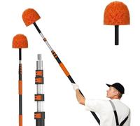 LAANPOLE 3.6m Extendable Feather Duster, Cobweb Brush Extendable for Cleaning, Telescopic Long Handled Duster with Extension Pole for High Ceilings, Outdoor Indoor Use