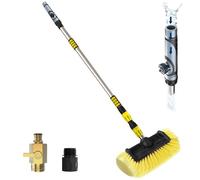 LAANPOLE 3.6M Telescopic Car Wash Brush, Water Fed Car Cleaning Brush Long Handle with Soap Dispenser, 12" Soft Bristle Brush for Cars, Caravan, Solar Panel and Windows,Yellow
