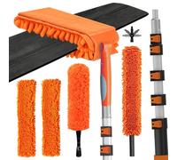 LAANPOLE 7.2m Feather Duster Kit, Ceiling Fan Cleaner with Extension Pole, Microfiber Cobweb Brush & Replaceable Cleaning Cloth for Blades, High Ceiling, Furniture
