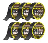 Laaorr 6 Rolls Joist Tape for Decking, 50mm x15m Deck Tape Waterproof High Temperature Resistant Decking Joist Tape Self-Adhesive Butyl Tapes for Beams, Roof,Wood Decks,Outdoor Construction (Black)