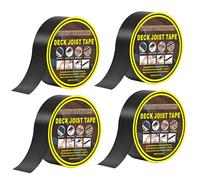 Laaorr Decking Tape 50mm x 15m, 4 Rolls Deck Tape Waterproof High-Temperature Resistant Joist Tape for Decking Self-Adhesive Black Butyl Tape for Wood Decks, Beams, Roof, Outdoor Construction