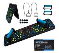 Laaorr Push Up Board with Resistance Bands Multi-function Foldable Press Up Board Portable Muscle Workout Push Up Board for Men Women Home Gym Fitness Equipment Set