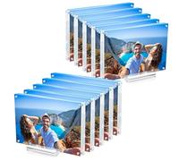laapee 10 Pack 4x6 Acrylic Picture Frame with Magnetic, Frameless Double Sided Clear Frame with Base, Floating Lucite Transparent Photo Frame for Tabletop Display with Exquisite Package