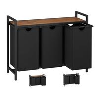 LAATOOREE Laundry Hamper, Two -Color 3 Section Laundry Basket with 3 Removable Laundry Sorter Bags and Top Shelf, Clothes Hamper for Laundry Room, Bathroom