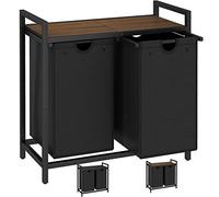 LAATOOREE Two-Tone Laundry Hamper, 2 x 48L Baskets with 2 Removable Laundry Bags and Top Shelf, Clothes Basket for Laundry Room, Bathroom