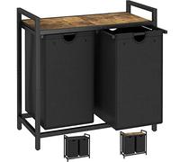 LAATOOREE Two-Tone Laundry Hamper, 2 x 48L Baskets with 2 Removable Laundry Bags and Top Shelf, Clothes Basket for Laundry Room, Bathroom