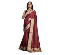 Laavaan Women's Silk Woven Saree With Unstitched Blouse Piece(banarasi-butti-red-re)