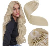 LaaVoo 20 Inch Micro Link Hair Extensions Human Hair, Platinum Blonde, 50g | Long Silky Straight Remy Hair, Invisible Micro Beads Tip, Reusable Extensions, Add thickness for Vacation or Daily Styling