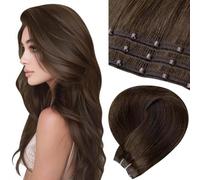 LaaVoo Beaded Weft Hair Extensions Human Hair Beaded Weft Extensions Real Human Hair Micro Beaded Hair Extensions Medium Brown 20 inch 50g