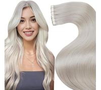 LaaVoo Blonde Tape Hair Extensions Real Human Hair 26 Inch Tape in Hair Extensions Human Hair Invisible Tapes Remy Straight White Blonde Hair Double Sided Tabs 20pcs 50g #60