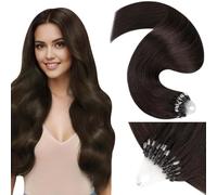 LaaVoo Brown Micro Loop Hair Extensions Real Human Hair 24 Inch Remy Straight Darkest Brown Invisible Micro Ring Hair Extensions 50g 50s #2