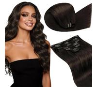 LaaVoo Clip in Hair Extensions Real Human Hair Dark Brown Hair Extensions Clip in 20 Inch 120g 7pcs Full Head Remy Straight Darkest Brown Hair Double Weft #2