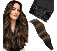 LaaVoo Invisible Weft Hair Extensions Real Human Hair 24 Inch 80g Balayage Darkest Brown to Light Brown Undetectable Double Weft Weave Remy Extensions #2/8/2