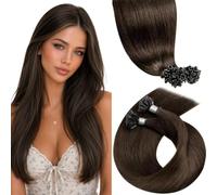 LaaVoo Microlink Hair Extensions Human Hair, 24 Inch 50g, Chocolate Brown | Cold Fusion Micro Loop Extensions for Short Hair, Add Length for Daily Wear, Easy to Maintain, Nautral Look