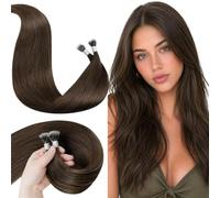 LaaVoo Nano Hair Extensions Human Hair, Chocolate Brown, 50g | Lightweight Cold Fusion Tip, Short Sraight Remy Hair for Women, Natural-Looking Blend, Add Length for Party 14 Inch