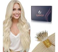 LaaVoo Nano Hair Extensions Real Human Hair Blonde Nano Beads Hair Extensions Light Blonde Invisible Nano Ring Straight Remy Hair 100g 100s 18 Inch #613