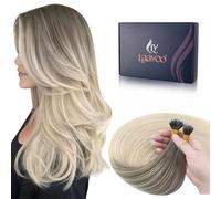 LaaVoo Nano Hair Extensions Real Human Hair Brown Nano Beads Hair Extensions 18 Inch Balayage Light Brown to Light Blonde Invisible Nano Ring Straight Remy Hair 50g 50s #8/59