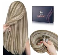LaaVoo Nano Hair Extensions Real Human Hair Brown Nano Beads Hair Extensions 24 Inch Highlight Light Brown with Ashy Blonde Invisible Nano Ring Straight Remy Hair 50g 50s #p8/24