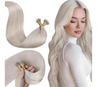 LaaVoo Nano Hair Extensions Real Human Hair, Platinum Ash Blonde 50g | Lightweight Cold Fusion Tip, Short Sraight Remy Hair for Women, Natural-Looking Blend, Add Length for Party 14 Inch