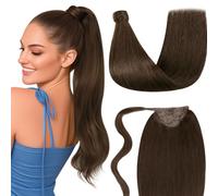 LaaVoo Pony Tail Extensions Real Human Hair 18 Inch 80g Dark Brown Remy Straight Ponytail hair Extensions #4