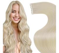 LaaVoo Tape Hair Extensions Blonde Tape in Hair Extensions Human Hair 28 Inch Invisible Tapes Remy Straight Platinum Blonde Real Hair Double Sided Tabs 20pcs 50g #613