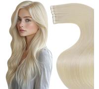 LaaVoo Tape Hair Extensions Blonde Tape in Hair Extensions Human Hair 28 Inch Invisible Tapes Remy Straight Platinum Blonde Real Hair Double Sided Tabs 20pcs 50g #613