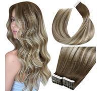 LaaVoo Tape in Hair Extensions Human Hair 100g Tape Hair Extensions Real Human Hair Balayage Brown to Light Blonde Invisible Tapes Remy Straight Hair Double Sided Tabs 40pcs 22 Inch #8/60/8