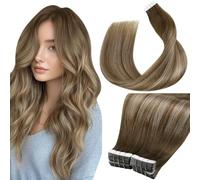 LaaVoo Tape in Hair Extensions Human Hair 100g Tape Hair Extensions Real Human Hair Balayage Light Brown to Blonde Invisible Tapes Remy Straight Hair Double Sided Tabs 40pcs 18 Inch #8/16/8