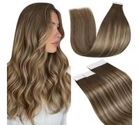 LaaVoo Tape in Hair Extensions Human Hair 50g Tape Hair Extensions Real Human Hair 22 Inch Invisible Tapes Remy Straight Balayage Light Brown to Blonde Hair Double Sided Tabs 20pcs #8/16/8