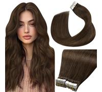 LaaVoo Tape in Hair Extensions Human Hair 80g Tape Hair Extensions Real Human Hair Dark Brown Invisible Tapes Remy Straight Hair Double Sided Tabs 40pcs 16 Inch #4