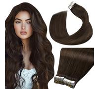 LaaVoo Tape in Hair Extensions Human Hair 80g Tape Hair Extensions Real Human Hair Darkest Brown Invisible Tapes Remy Straight Hair Double Sided Tabs 40pcs 16 Inch #2