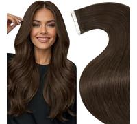 LaaVoo Tape in Hair Extensions Human Hair Brown Tape Hair Extensions Real Human Hair 26 Inch Invisible Tapes Remy Straight Dark Brown Hair Double Sided Tabs 20pcs 65g #4