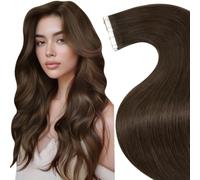 LaaVoo Tape in Hair Extensions Human Hair Brown Tape Hair Extensions Real Human Hair Invisible Tapes Remy Straight Dark Brown Hair Double Sided Tabs 20pcs 50g 18 Inch #4