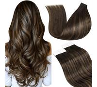 LaaVoo Tape in Hair Extensions Human Hair Dark Brown Tape Hair Extensions Real Human Hair 20 Inch Invisible Tapes Remy Straight Balayage Darkest Brown to Brown Hair Double Sided Tabs 20pcs 50g #2/8/2